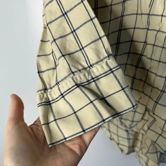 Madewell Plaid Flannel Long Sleeve Pajama Set Women’s Small Cream Lounge Cozy - Picture 8 of 15